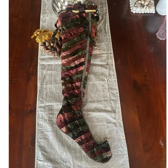 Katherine's Collection Wayne Kleski Christmas Stocking ribbon woven 24” velvet - Picture 7 of 16